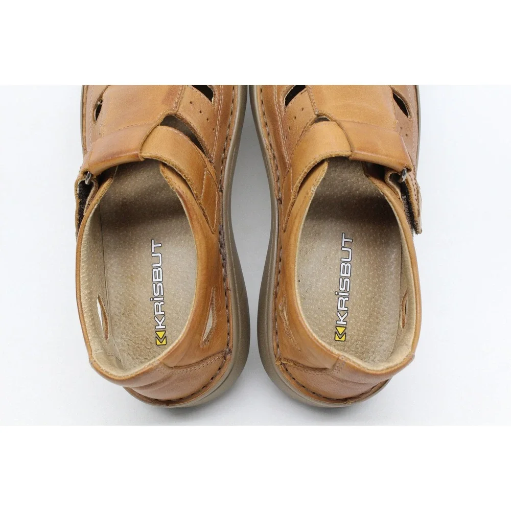 Krisbut Brown Leather Fisherman Sandals Mens Size 40 EU Casual Walking Shoes